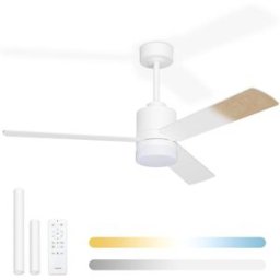 NOATON 14132WWL Canis stropní ventilátor se světlem, bílá a světle hnědá