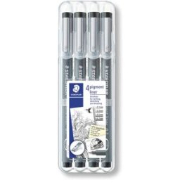 Staedtler Pigment Liner černý, 4 velikosti hrotu
