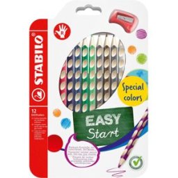 STABILO EASYcolors pro praváky, speciální barvy - sada 12 barev s ořezávátkem