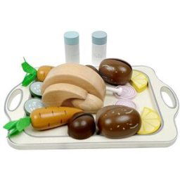 eliNeli Dřevěné potraviny a kuře do dětské kuchyňky