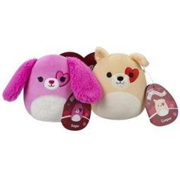 Squishmallows 1+1 Růžový a světlý pes Sager a Cooper
