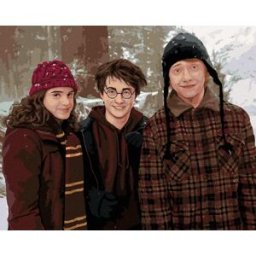 zuty Harry Potter, Hermiona a Ron v zasněžené krajině, 40×50 cm, vypnuté plátno na rám