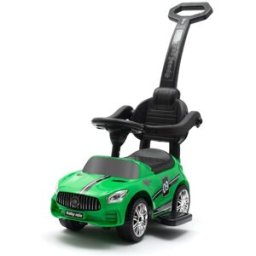 Baby Mix Dětské odrážedlo se zvukem a vodící tyčí Racer zelené