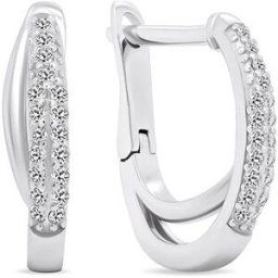 Brilio Silver Nádherné stříbrné náušnice se zirkony EA539W (Ag 925/1000, 2,64 g)