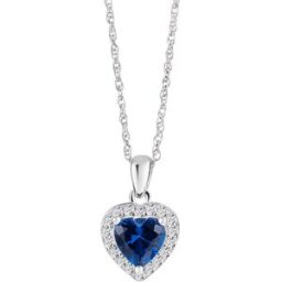 Preciosa Stříbrný přívěsek s řetízkem Velvet Heart, srdce s kubickou zirkonií Preciosa, safír