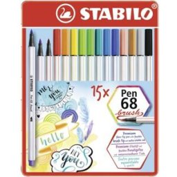 STABILO Pen 68 brush kovové pouzdro 15 barev