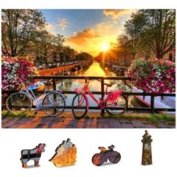 Wooden city Dřevěné puzzle Kola v Amsterdamu 2v1, 75 dílků eko