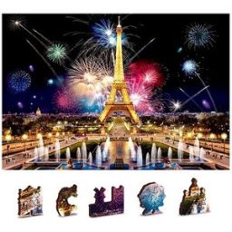 Wooden city Dřevěné puzzle Noční Paříž 2v1, 75 dílků eko