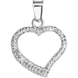 EVOLUTION GROUP Srdce, dekorované krystaly Swarovski 34093.1 (Ag925/1000; 0,2 g, bílé)