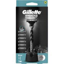 Gillette Mach3 Charcoal + hlavice 6 ks