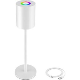 TecTake Retro stolní lampa Corly, LED, 7 světelných barev, stmívatelná, bílá
