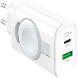 FIXED Power Socket s USB-A a USB-C a vyklápěcí nabíječkou pro Apple Watch 33W bílá