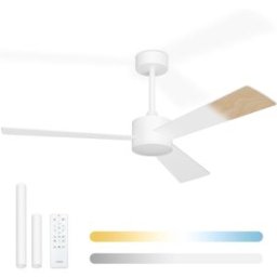 NOATON 13132WWL Lepus stropní ventilátor se světlem, bílá a světle hnědá