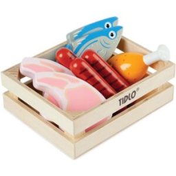 Tidlo Dřevěná bedýnka s masem a rybami