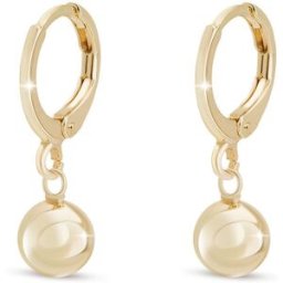 Biju Pozlacené náušnice 14K, kroužky s kuličkou 8 mm, 1003249
