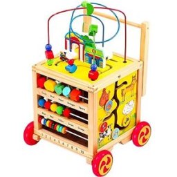 Derrson Velká dřevěná motorická kostka - chodítko 6 v 1
