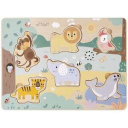 eliNeli Dřevěné vkládací puzzle se zvuky - zvířátka v ZOO