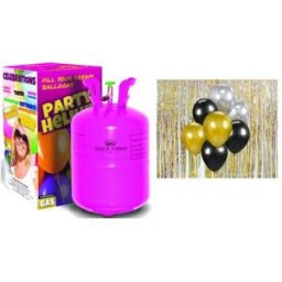 Kingofbal Helium a sada latex. balónků chrom. zlatá stříbrná černá 7 ks 30 cm