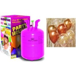 BALLONPUB Helium na 20 balonků a sada latexových balónků - chromovaná růžovozlatá / rosegold 7 ks, 30 cm