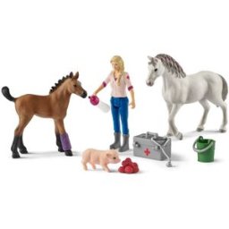 Schleich Návštěva lékaře u klisny a hříběte 42486