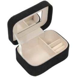 Home Styling Collection Malá šperkovnice, manšestr 19 × 13,5 × 8 cm, černá