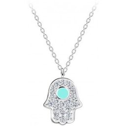 Flor de Cristal Stříbrný náhrdelník Hamsa