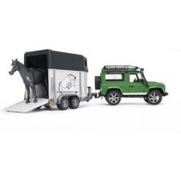 Bruder Land Rover s přívěsem pro přepravu koní včetně 1 koně