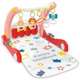 Huanger 2v1 chodítko/hrací deka s hrazdičkou a piankem - Růžová