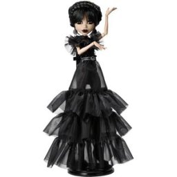 Mattel Sběratelská panenka Monster High X Wednesday Addams v černých šatech Rave’N, doplňky HXJ03