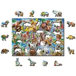 WOODEN CITY Woden City Dřevěné puzzle Zvířecí pohlednice 2v1, 200 dílků eko