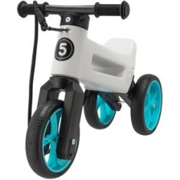 Teddies Odrážedlo FUNNY WHEELS Rider SuperSport bílé/tyrkys 2v1+popruh