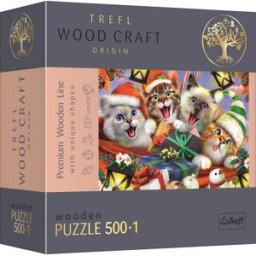Trefl Wood Craft Origin puzzle Vánoční kočky 501 dílků