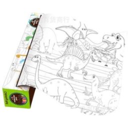 senzanakupy Dinosauří ráj Kreativní látkové omalovánky v roli vč. 12 pastelek 120 × 40 cm