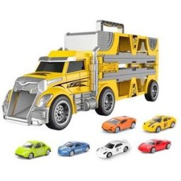 Bavytoy Kufřík kamion s dráhou a 6 auty žlutý