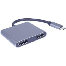 PremiumCord MST adaptér USB-C na 2x HDMI, USB3.0, PD, rozlišení 4K a FULL HD 1080p,