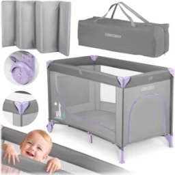Ricokids Cestovní postýlka RK-240, 125 x 65 x 78 cm, šedá levandule