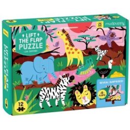 Mudpuppy Puzzle - Lift-the-flap -Safari (12 ks)