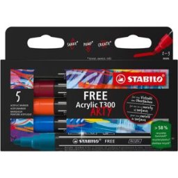 STABILO FREE Acrylic T300 2 - 3 mm, Urban - balení 5 barev