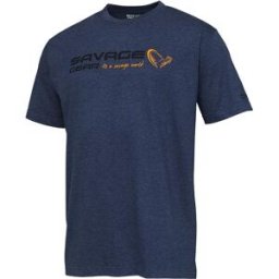 Savage-Gear Signature Logo T-Shirt Blue Melange Velikost S