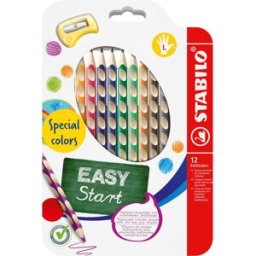 STABILO EASYcolors pro leváky, speciální barvy - sada 12 barev s ořezávátkem