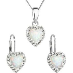 EVOLUTION GROUP 39161.1 bílý synt. opál souprava dekorovaná krystaly Preciosa® (Ag925/1000, 2 g)