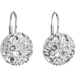 EVOLUTION GROUP 31176.1 visací kulaté dekorované krystaly Swarovski® (Ag925/1000, 2 g, bílé)