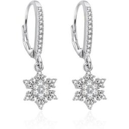 Agato Visací stříbrné náušnice Vločky se zirkony AGT-E146LW (Ag925/1000, 2,9 g)