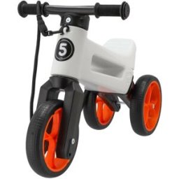 Teddies Odrážedlo FUNNY WHEELS Rider SuperSport bílé/oranž 2v1+popruh