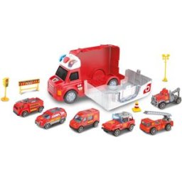 Wiky Auto hasičské s efekty a 6 malými auty 34 cm