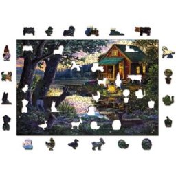 WOODEN CITY Woden City Dřevěné puzzle Večer v domě u jezera 2v1, 505 dílků eko