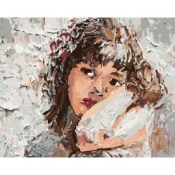 zuty Dívka s květinami ve vlasech, 40×50 cm, vypnuté plátno na rám