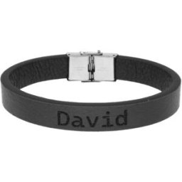 Ewena Kožený náramek černý se jménem David