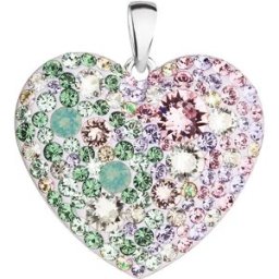 EVOLUTION GROUP 34243.3 srdce sakura dekorované krystaly Swarovski® (Ag925/1000, 2 g, mix barev)