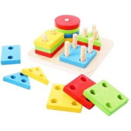 Bigjigs Toys Dřevěná motorická hračka - Nasazování tvarů na tyče